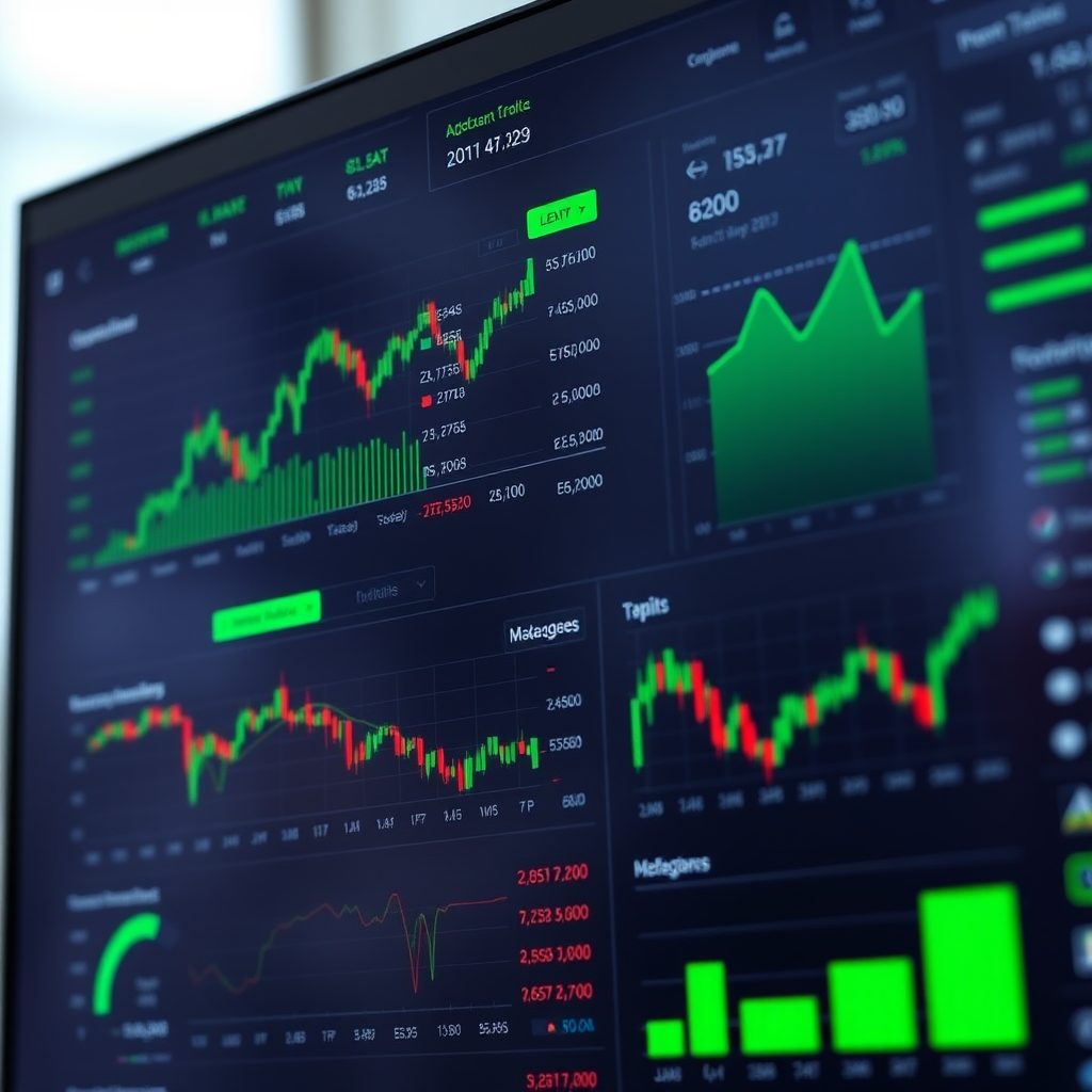 Advanced futures trading dashboard displaying leveraged positions, margin requirements, and risk management tools with green accent colors and professional layout