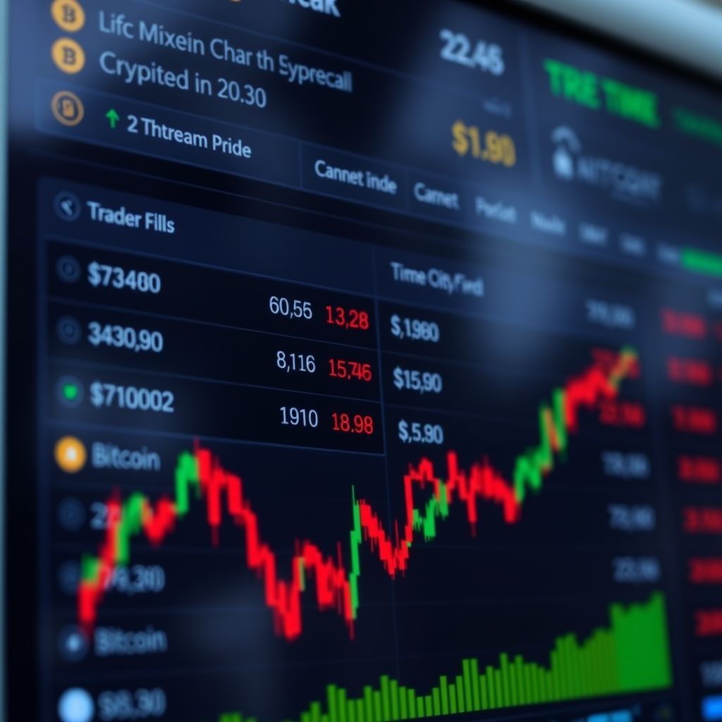 Cryptocurrency order execution interface showing instant trade fills with competitive spreads across Bitcoin, Ethereum, and major altcoins with real-time price updates