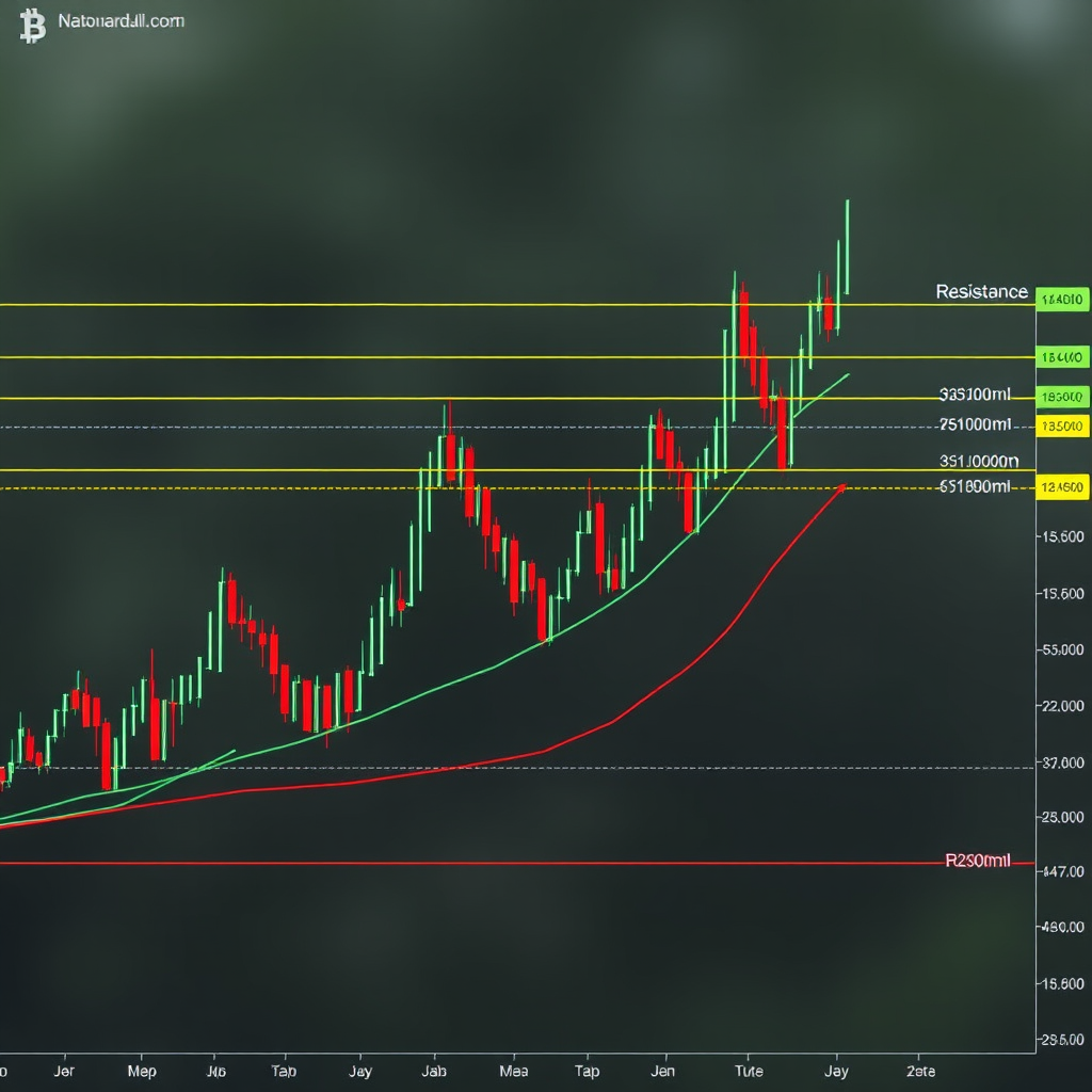 Cryptocurrency price chart highlighting multiple support and resistance levels with horizontal lines showing key price zones where Bitcoin has historically bounced or faced rejection